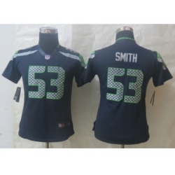 Women Nike Seattle Seahawks #53 Smith Blue Jerseys