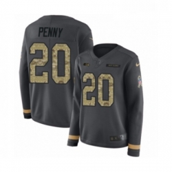 Womens Nike Seattle Seahawks 20 Rashaad Penny Limited Black Salute to Service Therma Long Sleeve NFL Jersey