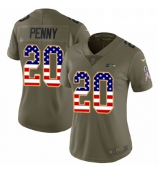 Womens Nike Seattle Seahawks 20 Rashaad Penny Limited Olive USA Flag 2017 Salute to Service NFL Jersey