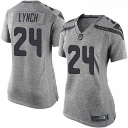 Womens Nike Seattle Seahawks 24 Marshawn Lynch Limited Gray Gridiron NFL Jersey