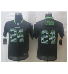 Youth Nike Seattle Seahawks #24 Lynch Black Jerseys(Lights Out Stitched)