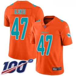 Dolphins 47 Kiko Alonso Orange Men Stitched Football Limited Inverted Legend 100th Season Jersey