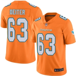 Dolphins 63 Michael Deiter Orange Men Stitched Football Limited Rush Jersey