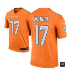 Men Miami Dolphins 17 Jaylen Waddle Orange 2021 Vapor Untouchable Limited Stitched NFL Jersey