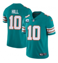 Men Miami Dolphins 2022 #10 Tyreek Hill Aqua With 2-star C Patch Rush Color Stitched Football Jersey