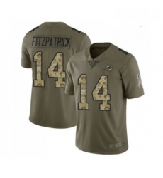 Mens Miami Dolphins 14 Ryan Fitzpatrick Limited Olive Camo 2017 Salute to Service Football Jersey
