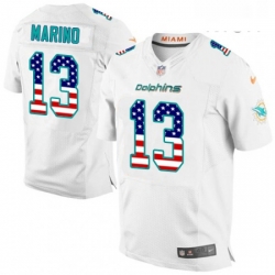 Mens Nike Miami Dolphins 13 Dan Marino Elite White Road USA Flag Fashion NFL Jersey