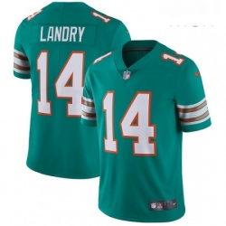 Mens Nike Miami Dolphins 14 Jarvis Landry Aqua Green Alternate Vapor Untouchable Limited Player NFL Jersey