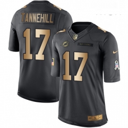 Mens Nike Miami Dolphins 17 Ryan Tannehill Limited BlackGold Salute to Service NFL Jersey