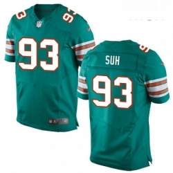 Mens Nike Miami Dolphins 93 Ndamukong Suh Elite Aqua Green Alternate NFL Jersey