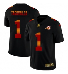 Miami Dolphins 1 Tua Tagovailoa Men Black Nike Red Orange Stripe Vapor Limited NFL Jersey