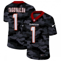 Miami Dolphins 1 Tua Tagovailoa Men Nike 2020 Black CAMO Vapor Untouchable Limited Stitched NFL Jersey