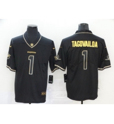 Nike Dolphins 1 Tua Tagovailoa Black Gold Vapor Untouchable Limited Jersey