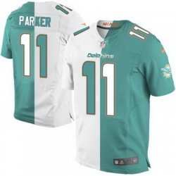 Nike Dolphins #11 DeVante Parker Aqua Green White Mens Stitched NFL Elite Split Jersey