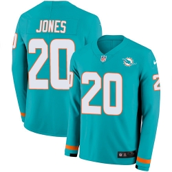 Nike Dolphins 20 Reshad Jones Aqua Green Team Color Men s Stitched NFL Limited Therma Long Sleeve Jersey