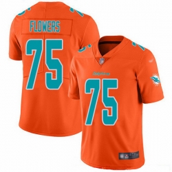 Nike Dolphins 75 Ereck Flowers Orange Men Stitched NFL Limited Inverted Legend Jersey