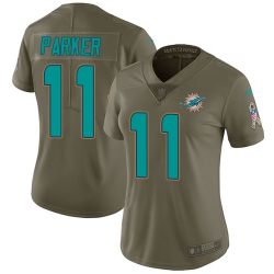 Womens Nike Dolphins #11 DeVante Parker Olive  Stitched NFL Limited 2017 Salute to Service Jersey