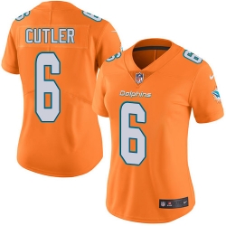 Womens Nike Dolphins #6 Jay Cutler Orange  Stitched NFL Limited Rush Jersey