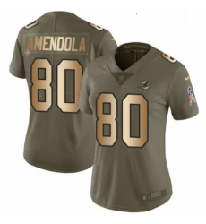 Womens Nike Miami Dolphins 80 Danny Amendola Limited OliveGold 2017 Salute to Service NFL Jersey