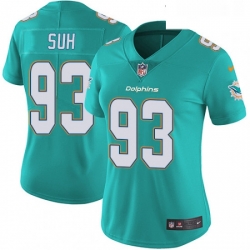 Womens Nike Miami Dolphins 93 Ndamukong Suh Elite Aqua Green Team Color NFL Jersey