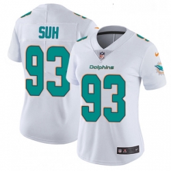 Womens Nike Miami Dolphins 93 Ndamukong Suh Elite White NFL Jersey