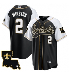 Men New Orleans Saints 2 Jameis Winston Black White 1987 Legacy Cool Base Stitched Baseball Jersey