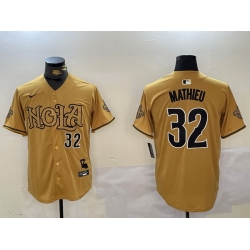 Men New Orleans Saints 32 Tyrann Mathieu yellow Cool Base Stitched Baseball Jersey 2