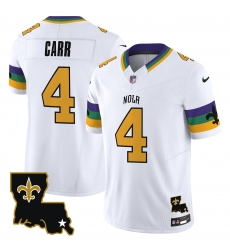 Men New Orleans Saints 4 Derek Carr White 2024 F U S E  Vapor Limited Stitched Jersey