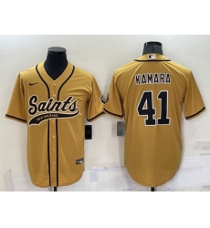 Men New Orleans Saints 41 Alvin Kamara Gold Cool Base Stitched Baseball Jersey