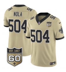 Men New Orleans Saints 504 Nola Gold F U S E 60th Anniversary Patch Vapor Limited Stitched Football Jersey Men New Orleans Saints 504 Nola Gold F U S E 60th Anniversary Patch Vapor Limited Stitched Football Jersey