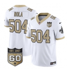 Men New Orleans Saints  504 Nola White F U S E  60th Anniversary Patch Vapor Limited Stitched Football Jersey