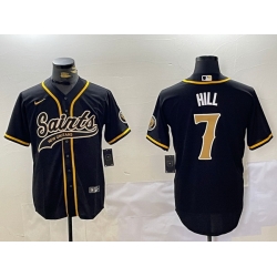 Men New Orleans Saints 7 Taysom Hill Black With Patch Cool Base Stitched Baseball Jersey