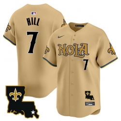 Men New Orleans Saints 7 Taysom Hill Gold Cool Base Stitched Baseball Jersey