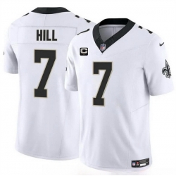 Men New Orleans Saints 7 Taysom Hill White 2024 F U S E With 1 Star C Patch Vapor Limited Stitched Football Jersey