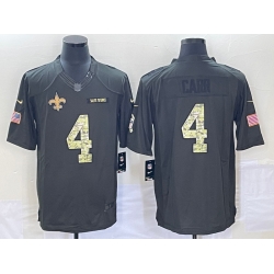 Men's New Orleans Saints #4 Derek Carr Black Anthracite 2016 Salute To Service Stitched NFL Nike Limited Jersey