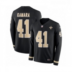 Mens Nike New Orleans Saints 41 Alvin Kamara Limited Black Therma Long Sleeve NFL Jersey