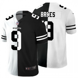 New Orleans Saints 9 Drew Brees Men Black V White Peace Split Nike Vapor Untouchable Limited NFL Jersey