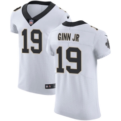 Nike Saints #19 Ted Ginn Jr White Mens Stitched NFL Vapor Untouchable Elite Jersey