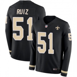 Nike Saints 51 Cesar Ruiz Black Team Color Men Stitched NFL Limited Therma Long Sleeve Jersey