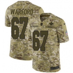 Nike Saints #67 Larry Warford Camo Mens Stitched NFL Limited 2018 Salute To Service Jersey