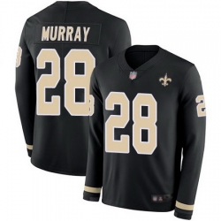 Saints #28 Latavius Murray Black Team Color Men Stitched Football Limited Therma Long Sleeve Jersey