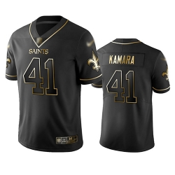 Saints 41 Alvin Kamara Black Men Stitched Football Limited Golden Edition Jersey