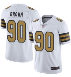 Saints #90 Malcom Brown White Men Stitched Football Limited Rush Jersey