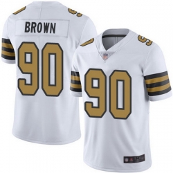 Saints #90 Malcom Brown White Men Stitched Football Limited Rush Jersey