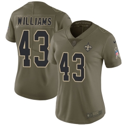 Nike Saints #43 Marcus Williams Olive Womens Stitched NFL Limited 2017 Salute to Service Jersey