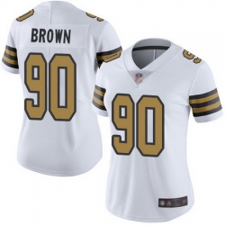 Saints 90 Malcom Brown White Womens Stitched Football Limited Rush Jersey