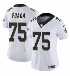 Women New Orleans Saints 75 Taliese Fuaga White 2024 Draft Vapor Stitched Game Jersey