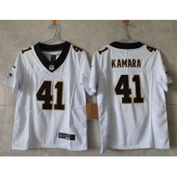Youth New Orleans Saints 41 Alvin Kamara White 2025 F U S E Vapor Limited Stitched Football Jersey
