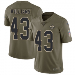 Youth Nike Saints #43 Marcus Williams Olive Stitched NFL Limited 2017 Salute to Service Jersey