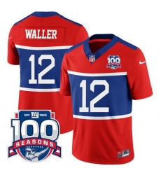 Men New York Giants 12 Darren Waller Century Red 100TH Season Commemorative Patch Limited Stitched Football Jersey